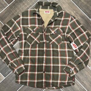 Wrangler Quilted Olive Plaid Shirt/jacket